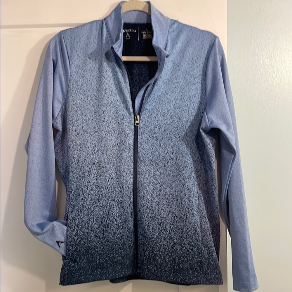 Antigua Zip Front Jacket Size L Blue Dot Ombré Long Sleeve 

No Stains or Flaws